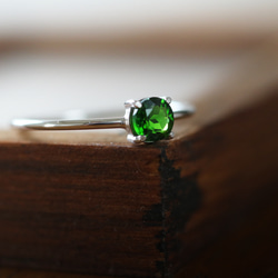 （獨一無二/Silver925）寶石級鉻透輝石銀戒指（4 毫米，尺寸 11） 第1張的照片
