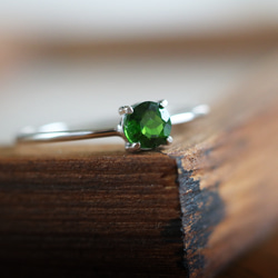 （獨一無二/Silver925）寶石級鉻透輝石銀戒指（4 毫米，尺寸 11） 第3張的照片