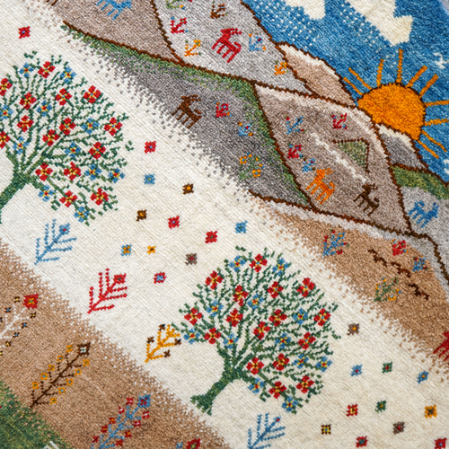 102×102cm ペルシャ手織りカシュクリギャッベ リーズバフト 102×102cm ペルシャ手織りカシュクリギャッベ リーズバフト