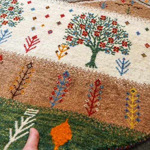 102×102cm ペルシャ手織りカシュクリギャッベ リーズバフト 102×102cm ペルシャ手織りカシュクリギャッベ リーズバフト