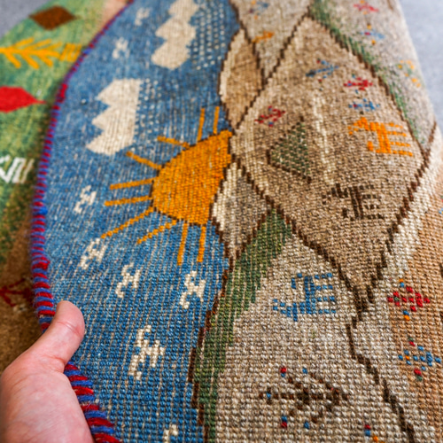102×102cm ペルシャ手織りカシュクリギャッベ リーズバフト 102×102cm ペルシャ手織りカシュクリギャッベ リーズバフト