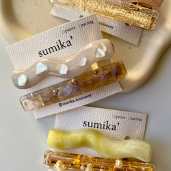 再販【幸せを運ぶ】四葉のクローバーとミモザのレジンヘアゴム＊選べる