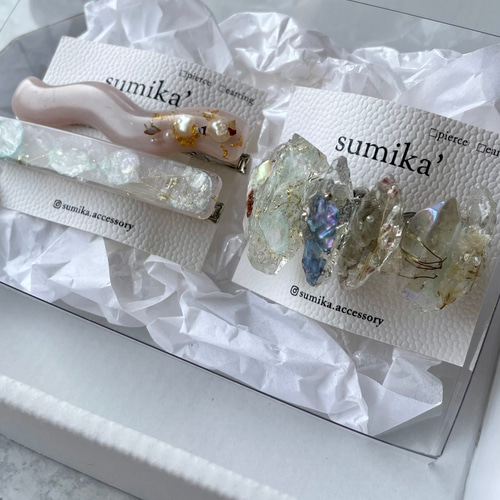 淡色 ヘアピン ヘアクリップ 2本セット うねうね ヘアアクセ レジン