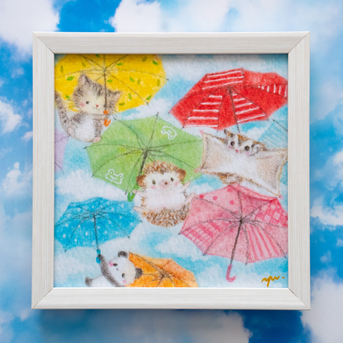 送料無料｜【複製画】「アンブレラスカイ」 空 はりねずみ ねこ