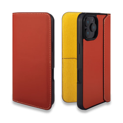 2枚ポケット付き 栃木レザー キャメル iPhoneケース 手帳型 本革