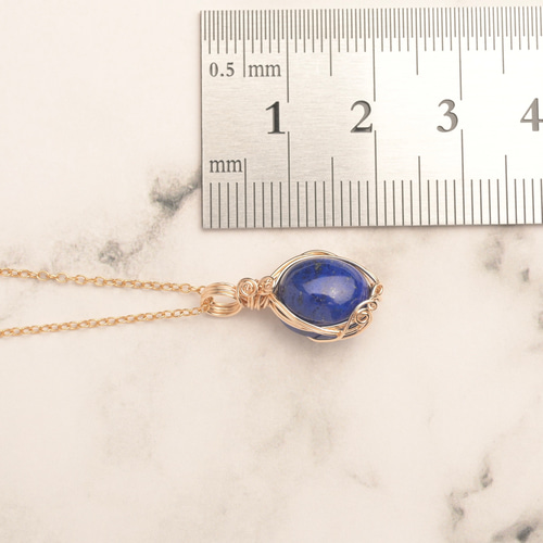 ラピスラズリ ペンダントトップ ワイヤーラッピング 14kgf