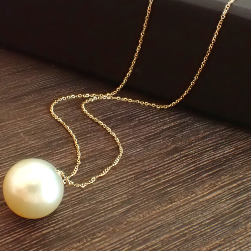 70㎝ロング】K18 南洋ゴールデンパール一粒ネックレス ネックレス  