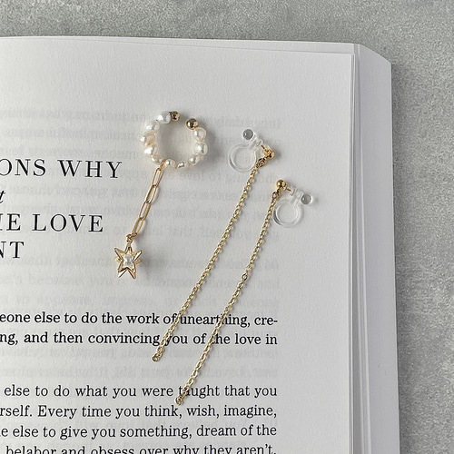 2点セット】揺れる星イヤーカフ ・14kgfチェーンイヤリング | 淡水