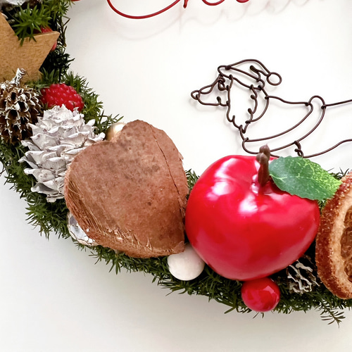 ダックスフンドサンタのChristmasリース リース CHIKA WIRE 通販