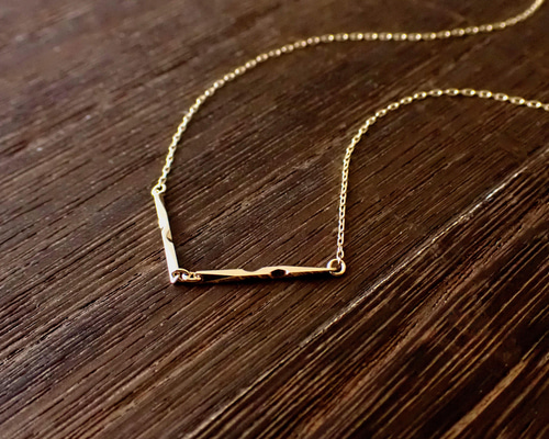 k18 チェーンネックレス 切子風デザインネックレス