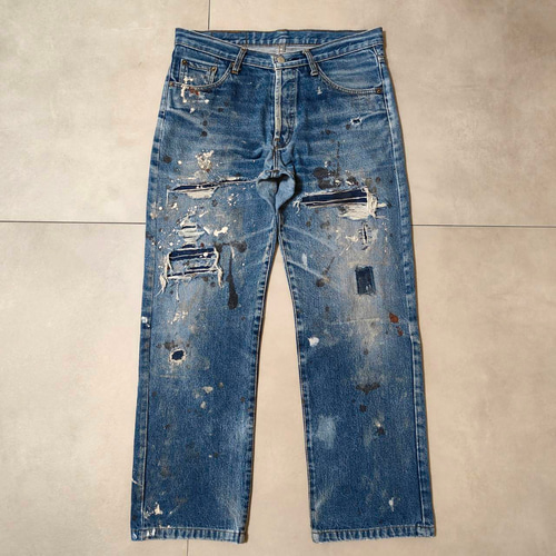 W34表記 リペアカスタム usa製 リーバイス 501 リメイクデニム