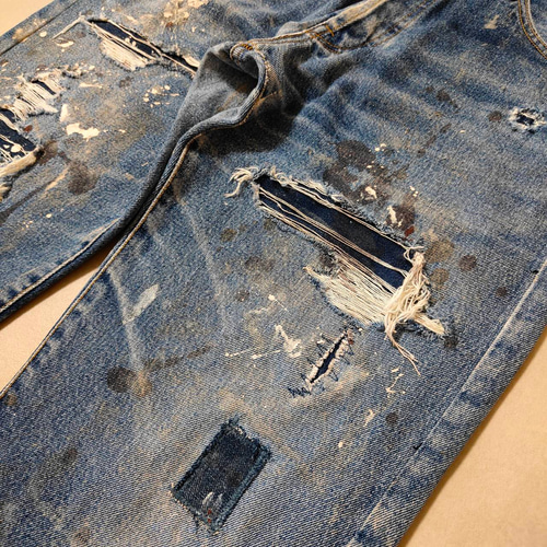 W34表記 リペアカスタム usa製 リーバイス 501 リメイクデニム