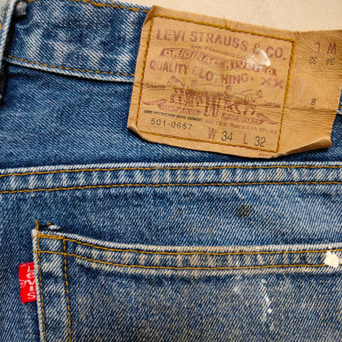 W34表記 リペアカスタム usa製 リーバイス 501 リメイクデニム