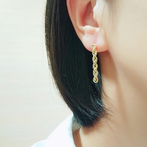 K18 フレンチロープ チェーンピアス ピアス（その他