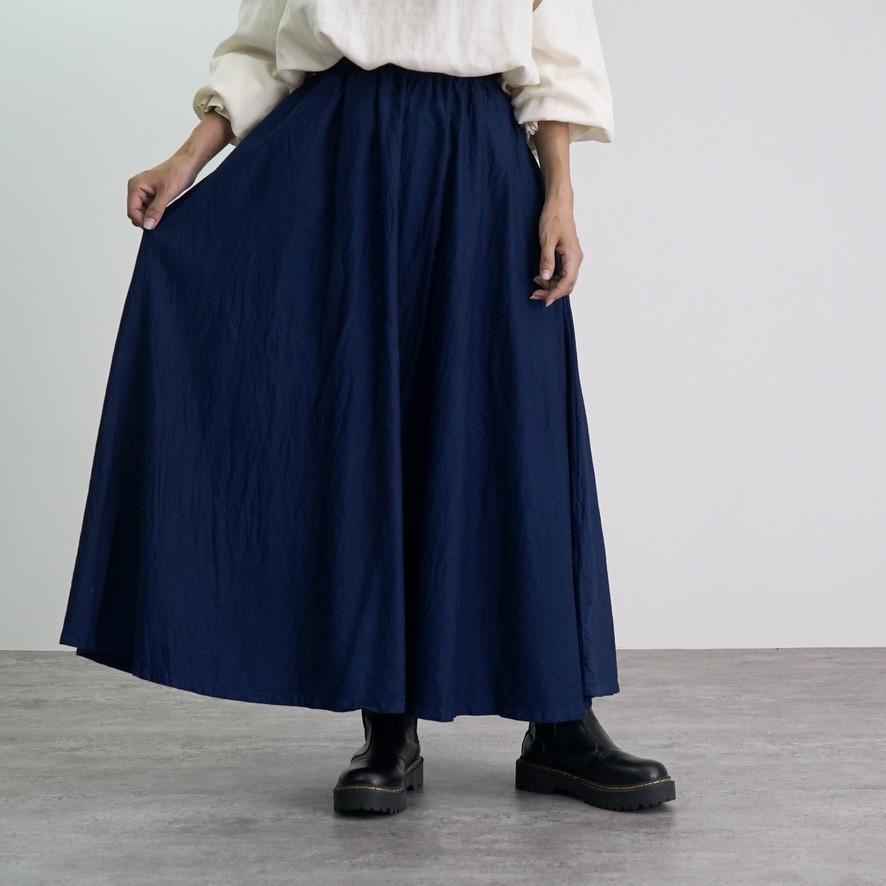 サーキュラースカート/ネイビー/三河織物