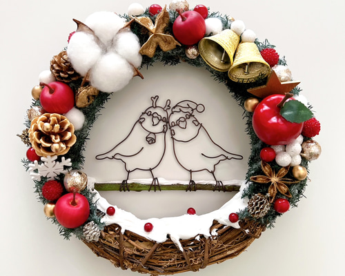 ハンドメイド　オーダー受付ページ　　♡クリスマスリース　インコ　パネル♡ ハンドメイド オーダー受付ページ ♡インコ パネル♡ ①