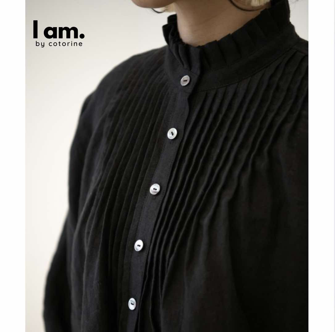 ベルギーリネン　ピンタックフリル襟チュニック（選べる13色）