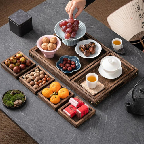 籃胎漆器 カゴ お盆 茶筒 茶托 まとめ売り 新品！籃胎漆器 らんたいしっき 丸盆 菓子器 茶托5枚セット
