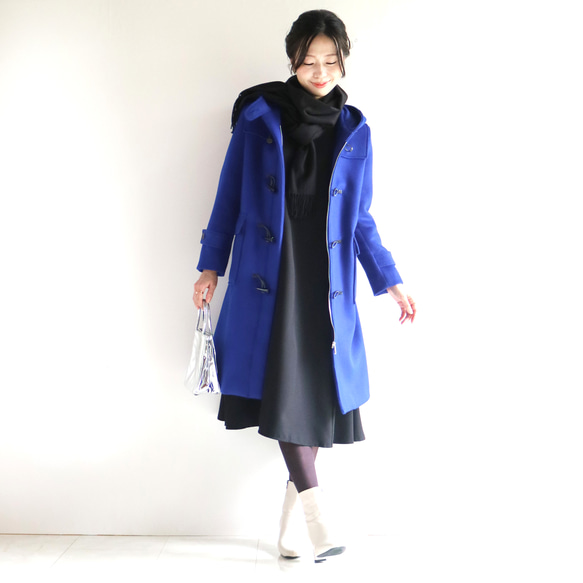 冬季新色【皇家藍】蓬鬆羊毛長粗呢大衣♥ 第6張的照片