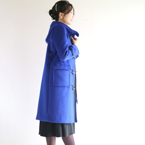 冬季新色【皇家藍】蓬鬆羊毛長粗呢大衣♥ 第3張的照片