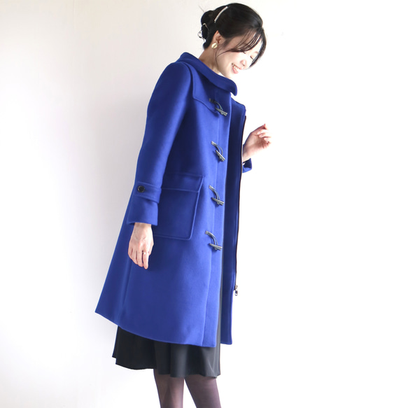 冬季新色【皇家藍】蓬鬆羊毛長粗呢大衣♥ 第5張的照片