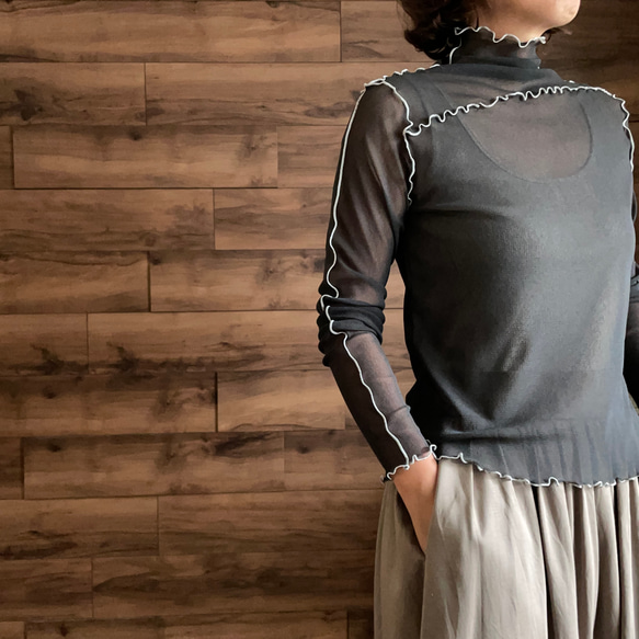 【カラー選べる2枚セット】前後で着れる♡シアーメッシュ素材の2WAYメローインナー/シアートップス 6枚目の画像