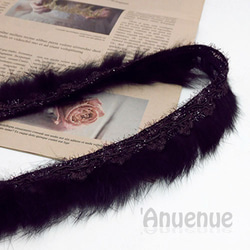 ラビットファー フリンジリボン（Brown / ブラウン）×10cm 1枚目の画像