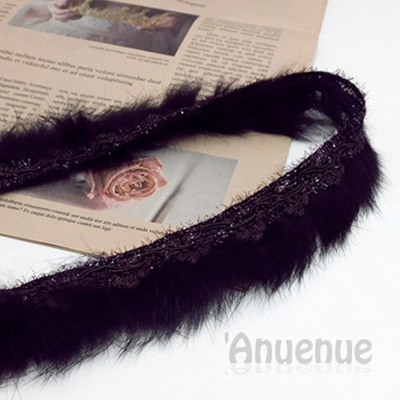 ラビットファー フリンジリボン（Brown / ブラウン）×10cm 1枚目の画像