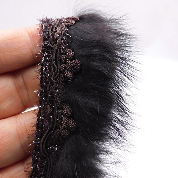 ラビットファー フリンジリボン（Brown / ブラウン）×10cm 3枚目の画像