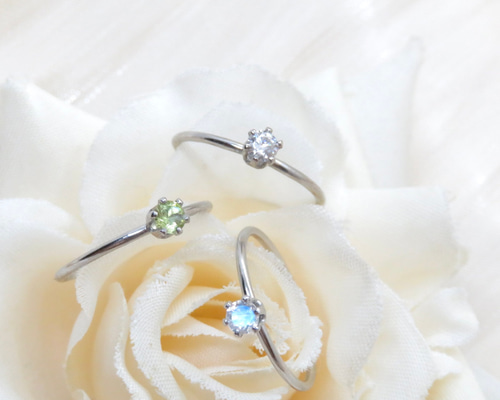 ペリドット レインボームーンストーン モアサナイト silver925 6〜7号