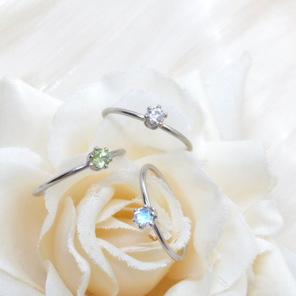 ペリドット レインボームーンストーン モアサナイト silver925 6〜7号