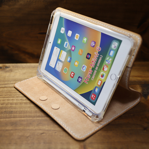 iPad mini ペンシルホルダー付き❗️タブレットケース 姫路ヌメ