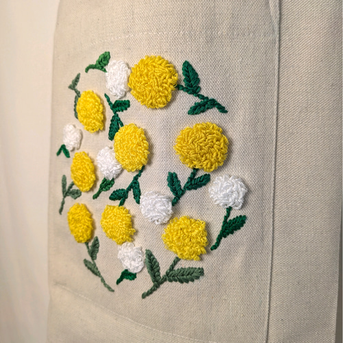 ハンドメイド★バケツ型トートバッグ ★フラワー★パンチニードル刺繍マザーズバック ハンドメイド☆バケツ型トートバッグ ☆フラワー☆パンチ