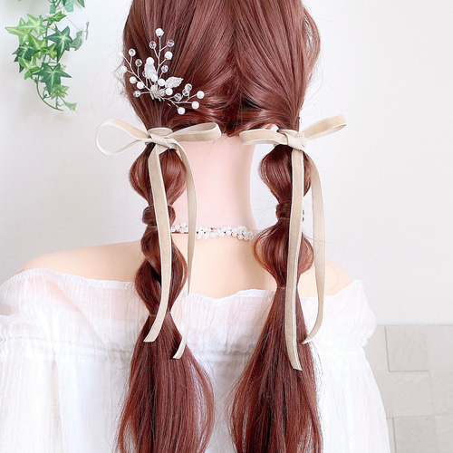 75cm【2本セット】 ベロアリボン ツインテール ハーフツイン