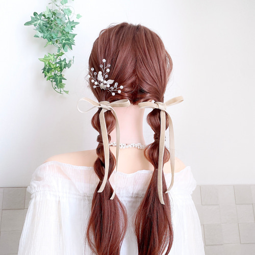 75cm【2本セット】 ベロアリボン ツインテール ハーフツイン