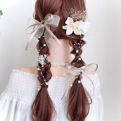 75cm【2本セット】 ベロアリボン ツインテール ハーフツイン