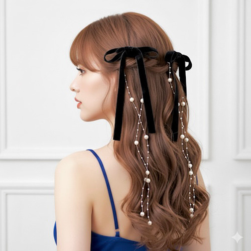 確認　ヘアゴム ヘアリボン　ツインテール　175　ベロア 白 75cm【2本セット】 ベロアリボン ツインテール ハーフツイン