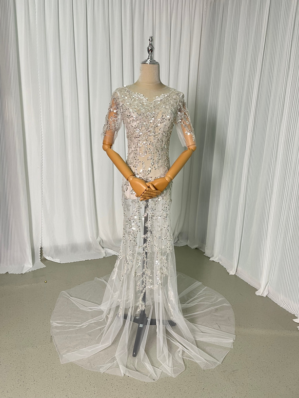 送料無料！ウエディングドレス オーバードレス マーメイドライン  