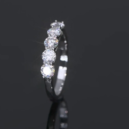 受注製作 0.3ct×5石 モアサナイト 4mmハーフ エタニティリング