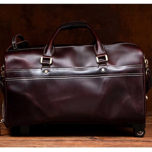 植物タンニン鞣し牛革ボストンバッグ 滑車 タイロッド 3way大容量本革