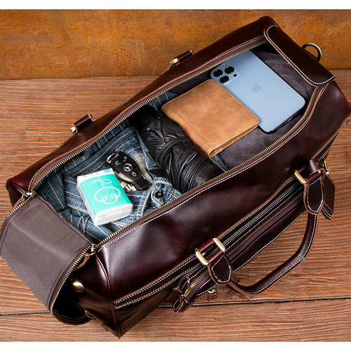 植物タンニン鞣し牛革ボストンバッグ 滑車 タイロッド 3way大容量本革