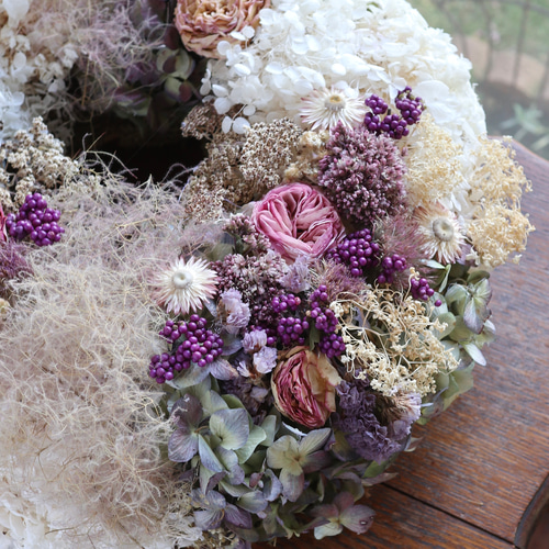 40cm) ＊特大＊ピエールドゥロンサールとスモークツリーとアナベルのま