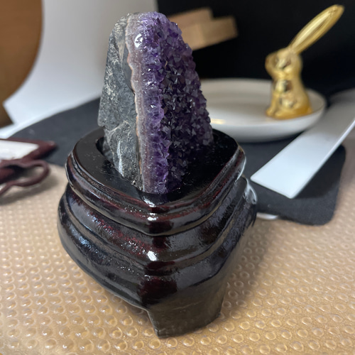 超美品 定番 天然石アメジストの狐 置物 彫物NO.021209 置物 - 置物 置物