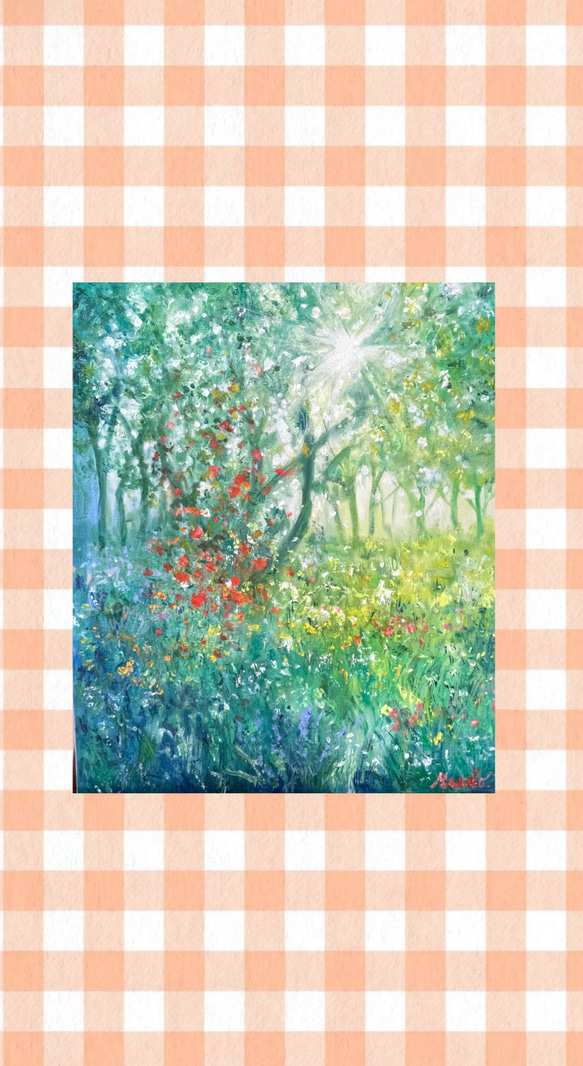 油絵 原画 オリジナル「森の木漏れ日」送料無料 絵画 Masako's 油絵 原画 オリジナル「森の木漏れ日」送料無料 絵画 Masako's