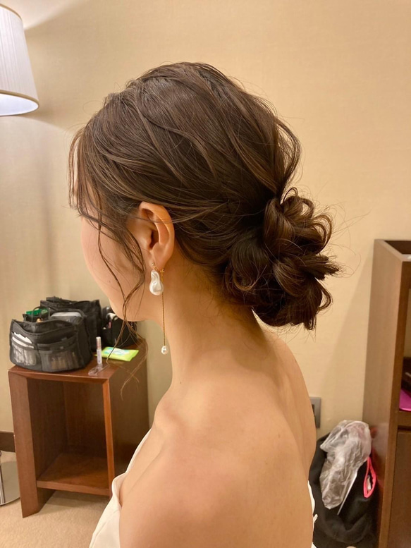 人気No.1 結婚式 2way大ぶり バロックパール パールピアス ウエディング パール イヤリング ブライダル 花嫁 3枚目の画像