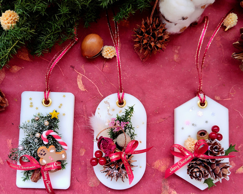 ドライフラワーを使ったクリスマスアロマキャンドルサシェ2024 アロマ