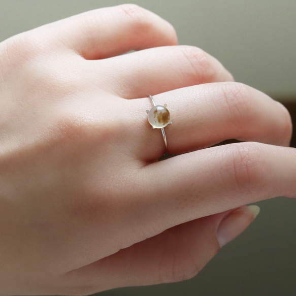 （獨一無二/Silver925）蒙大拿州苔瑪瑙銀戒指（6毫米） 第3張的照片