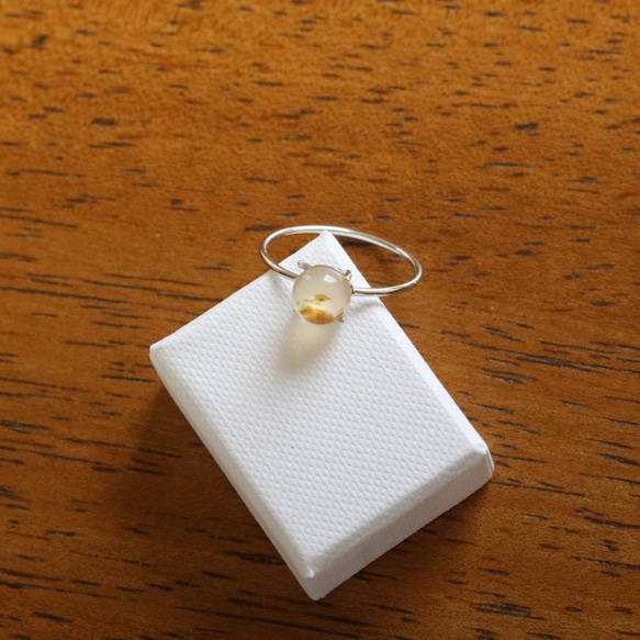 （獨一無二/Silver925）蒙大拿州苔瑪瑙銀戒指（6毫米） 第7張的照片