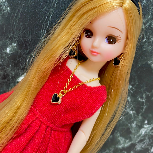 ドール用黒ハートネックレス その他人形 kiki202402【土日雨天
