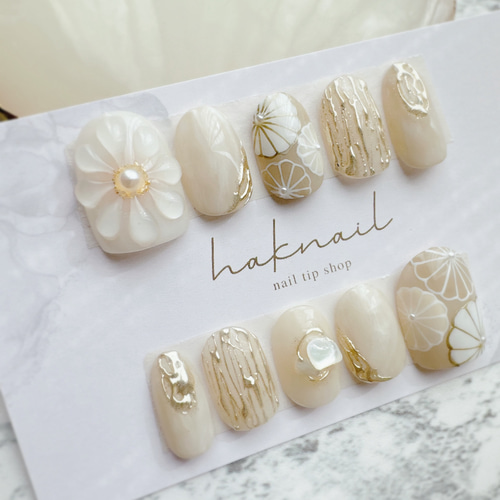 No.209 和柄ネイル ウェディング 和装花嫁ネイル 成人式 白無垢ネイル